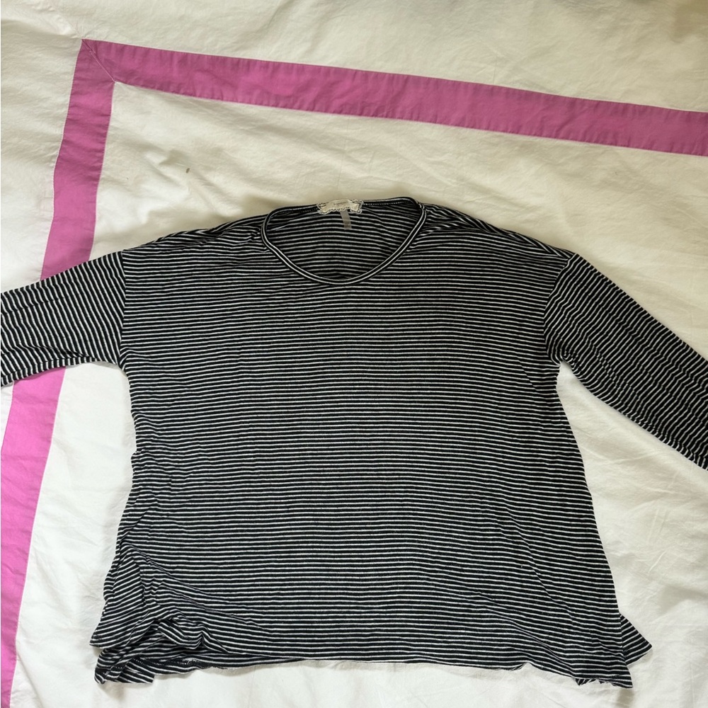 Black and White Striped Long Sleeve Top
